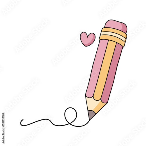Cute vector illustration of a pencil with hello kindergarten text scalable for any project