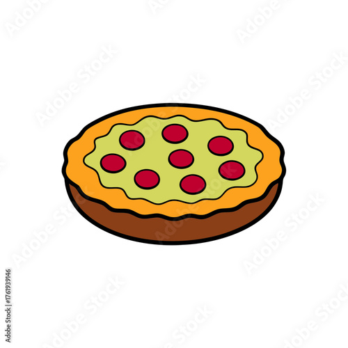 Mini pizza with toppings outline design vector illustration scalable eps icon food graphic