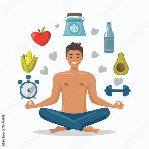 Gesund leben: Vektor-Illustration für Wellness und Wohlbefinden