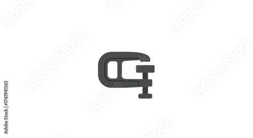 Illustration of a Gray Metal Clamp on a White Background for Construction