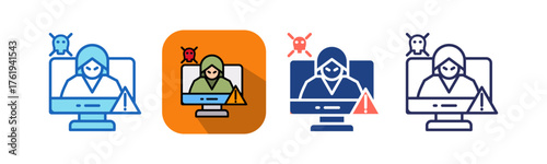 Cybercrime Monitoring multistyle icon