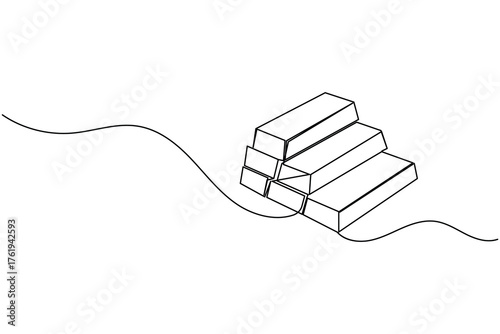 Gold bar continuous line drawing finance concept vector illustration