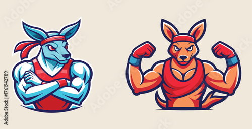 Trendy Elegant sharp fit kangaroo musculer logo vector art design illustration