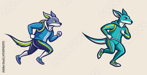 Trendy Elegant sharp sporty kangaroo sports dress logo vector art design illustration