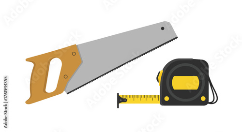 Saw and Tape Measure Essential Tools for Woodworking and DIY Projects