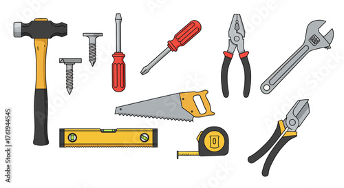 Hand Tools Collection Essential Instruments for Construction and DIY Projects