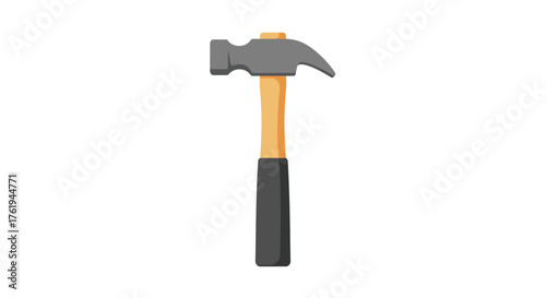 Illustration of a Classic Hammer with Wooden Handle and Metal Head