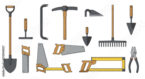 Construction Tools Equipment Vector Illustration for Builders and DIY Projects