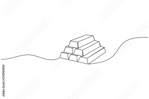 Gold bar continuous line drawing finance concept vector illustration