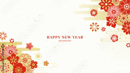 花と模様の中華風グラフィック背景テンプレート