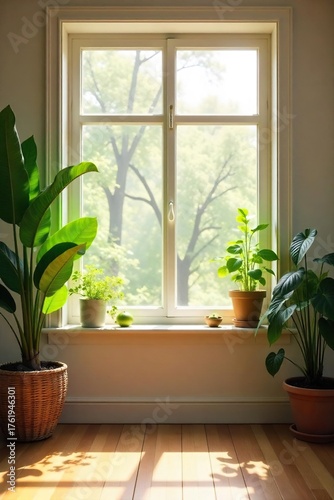 Sunlit Room, Plants, Peaceful Atmosphere Serenity, Self-Care, Healthy Living