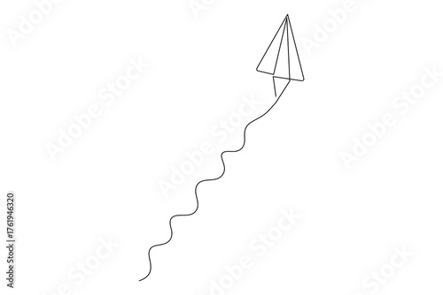 Paper plane single line art creative minimalist concept of travel and freedom outline drawing
