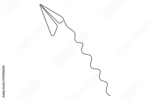 Paper plane single line art creative minimalist concept of travel and freedom outline drawing
