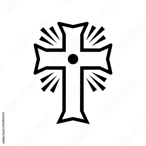 Stylized cross with radiating lines, a symbol of faith and spirituality.