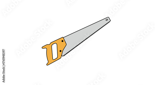 Hand Saw Illustration Precision Cutting Tool for Woodworking and DIY Projects