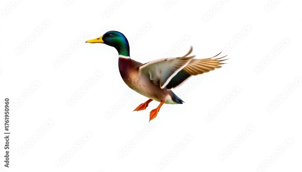 Obraz premium Flying duck collage, on a white background.