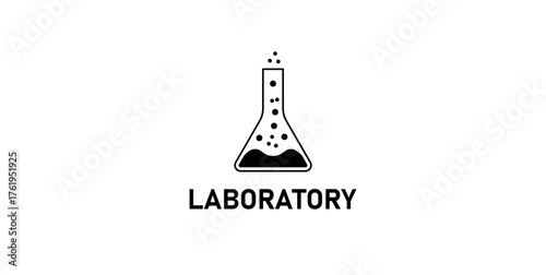 Erlenmeyer Flask logo. Chemistry Laboratory Icon.