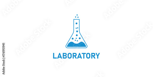 Erlenmeyer Flask logo. Chemistry Laboratory Icon.