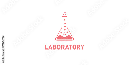 Erlenmeyer Flask logo. Chemistry Laboratory Icon.