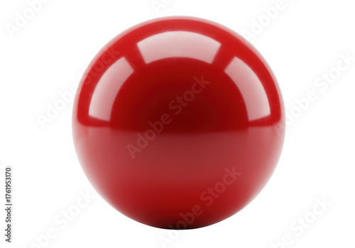 Isolated shiny red ball object, macro studio shot, glossy sphere shape against plain backdrop