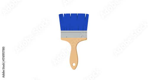 Paintbrush with Blue Bristles Isolated on White