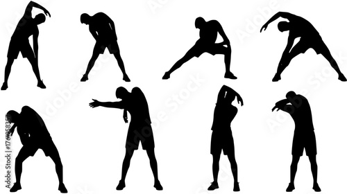 Wellness Man Stretching Post-Workout Silhouette
