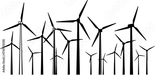 Renewable Energy Wind Turbine Set Silhouette