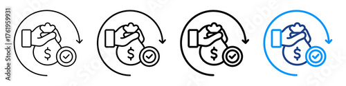 Debt Consolidation Icon Different Style Outline Collection Set.