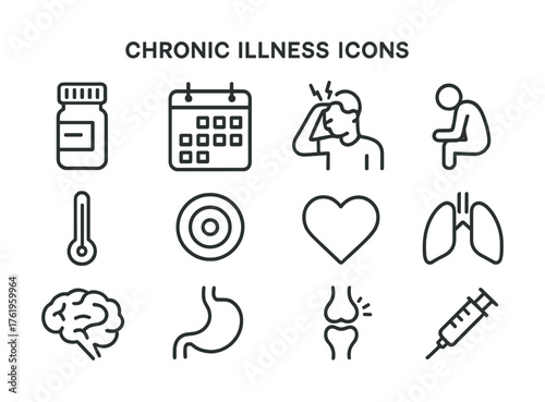 Chronic illness icons: health symbols for medical awareness and education