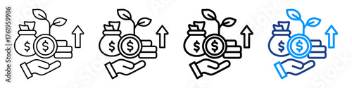 Financial Growth Icon Different Style Outline Collection Set.