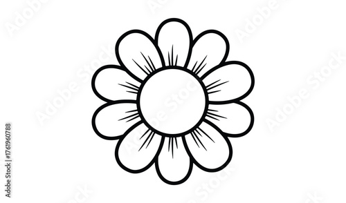 Simple outline drawing of a daisy flower with petals and center
