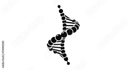 Abstract black DNA helix structure on white background