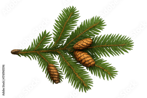 Pine branch with cones, a timeless symbol of christmas, winter, and evergreen nature, isolated on a transparent background