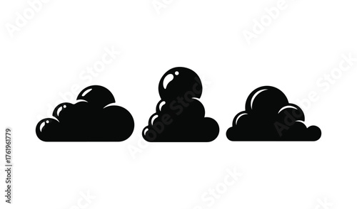 Three stylized black cloud shapes on a white background