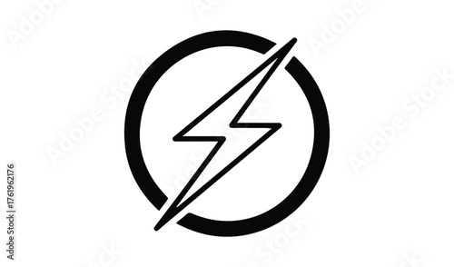 Black oval symbol with a lightning bolt inside