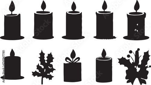 A vector illustration of a set of black and white burning candles is a great design symbol