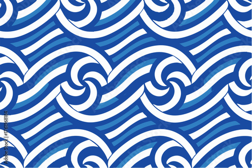 Swirling waves abstract background design evokes a sense of ocean currents in repeating pattern