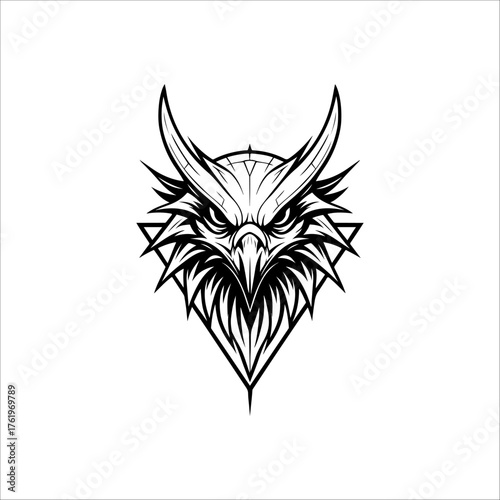 Cyberpunk Eagle head hand drawn illustration artwork