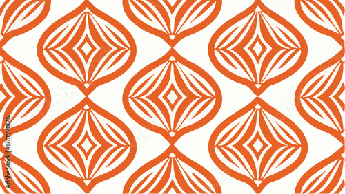 Retro orange pattern with geometric shapes creating a visually striking repeat design