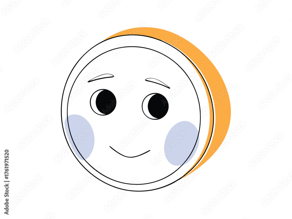 Fototapeta premium Simple smiling face illustration with cheeks and orange side decoration