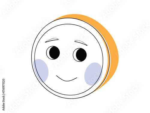 Simple smiling face illustration with cheeks and orange side decoration