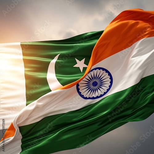 India and Pakistan Flags - A Symbol of Shared History and Tensions.