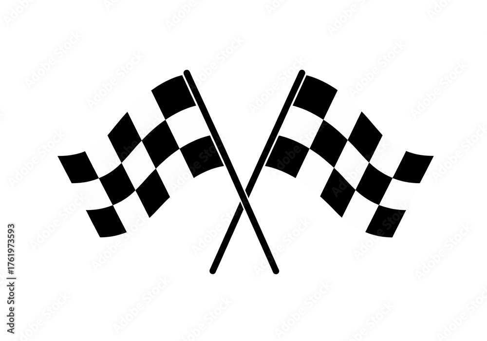 Fototapeta premium Two checkered flags isolated on transparent background