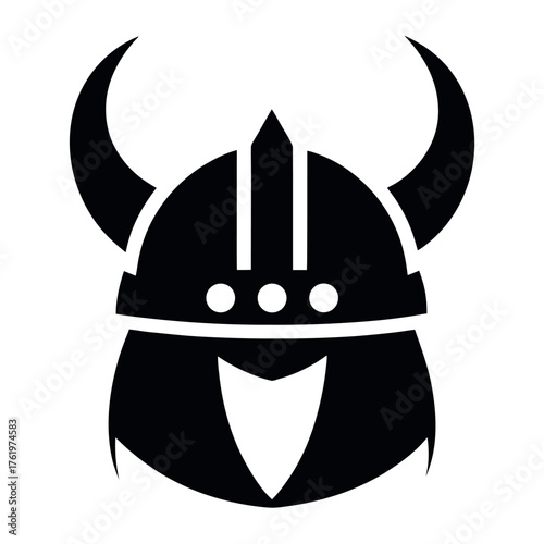 Illustrative medieval viking horn helmet design with intricate details and bold lines perfect for historical and fantasy themes