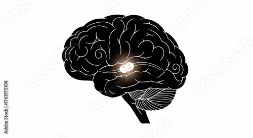 Glowing brain center highlights neural activity and cognitive function