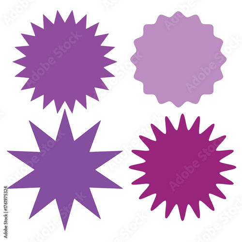 Set of blank multicolor star icons various shape isolated on white background. Vector illustration

