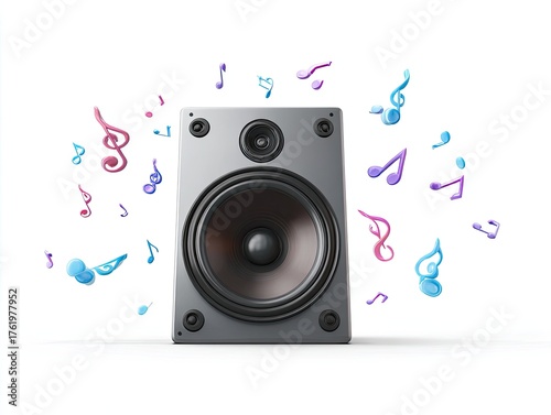 speaker with colorful musical notes clip art preview