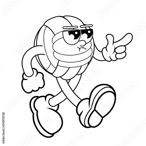 Retro character design from angry volleyball outline