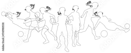 Silhouette soccer football player set. Active sports people healthy players fitness silhouettes concept.