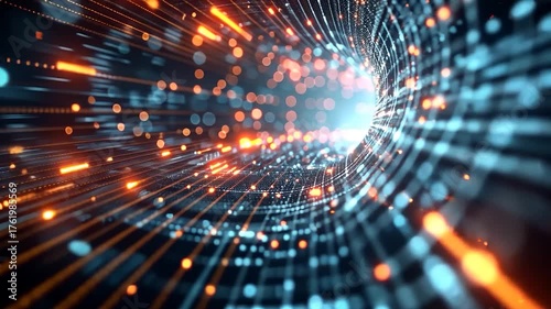 Stunning slow motion shot of showcasing vibrant colors and dynamic movement in a mesmerizing digital wave